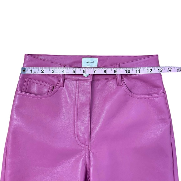Aritzia Wilfred Melina Faux Vegan Leather High Rise Summer Fall Chic Pants Pink - Picture 12 of 14